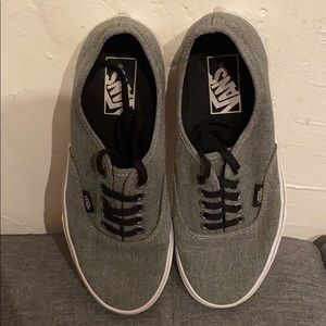 Grey and White Vans with Black Laces